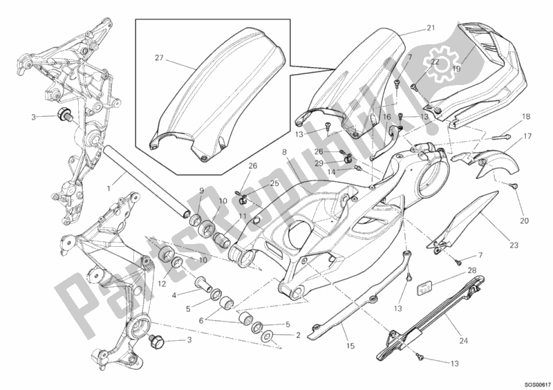 Toutes les pièces pour le Bras Oscillant du Ducati Multistrada 1200 ABS 2011